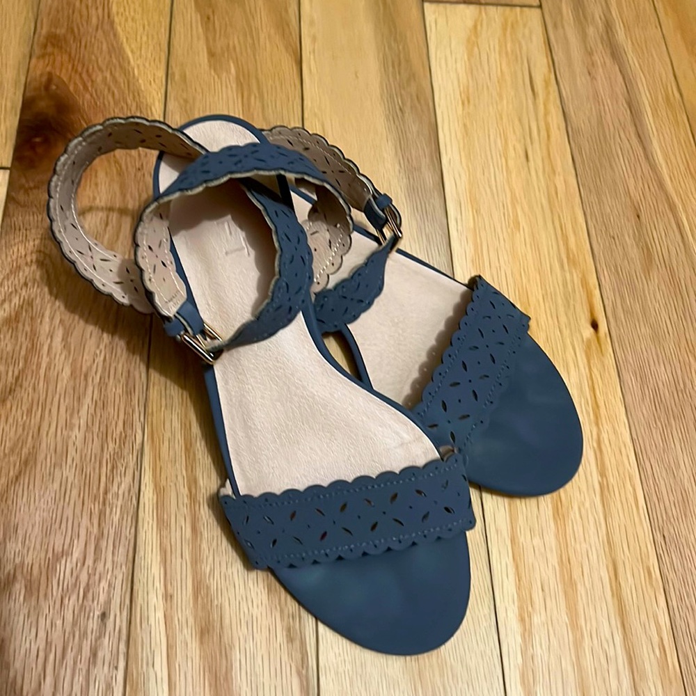 Size 7 Loft Ankle Strap Sandals in grayish blue hue